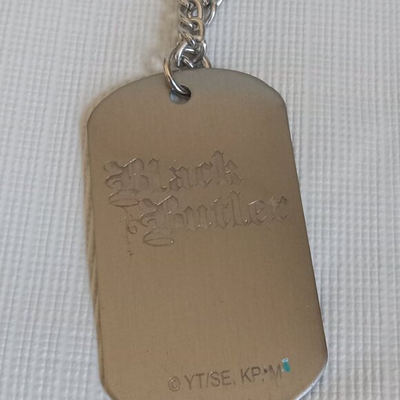 Black Butler Ciel Phantomhive Silver Toned Curb Link Dog Tag Pendant Necklace - Picture 4 of 8